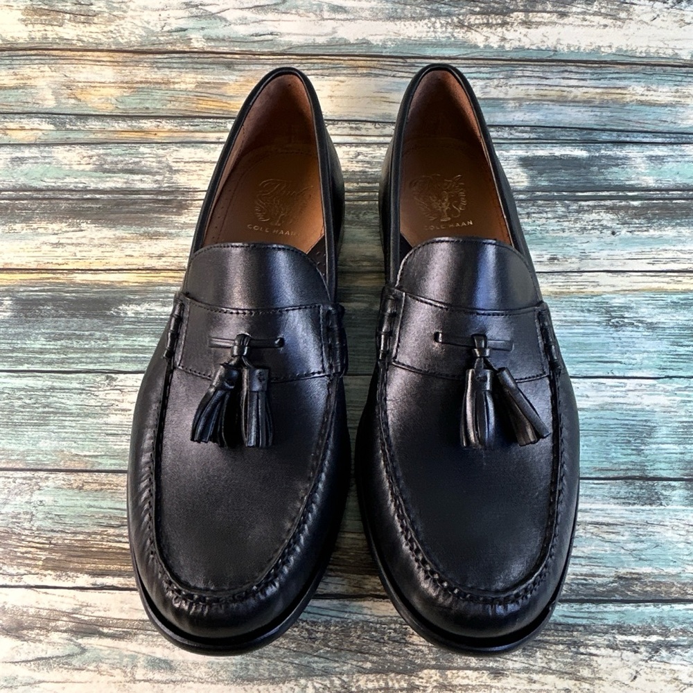Cole Haan Pinch Tassel Loafer Mens Size 11 Black Leather Moc Toe Dress Work Shoe
